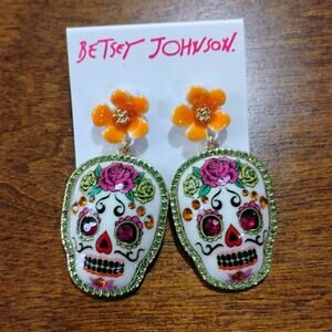 Betsey Johnson Sugar Skull Earrings Pierced